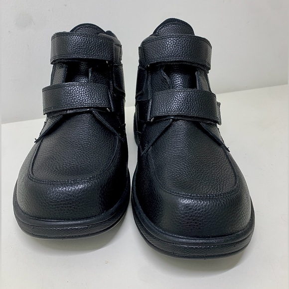 Men’s 14 EE Wide Orthofeet Glacier Gorge Pebbled Leather Hook & Loop Ankle Boots - Picture 2 of 16